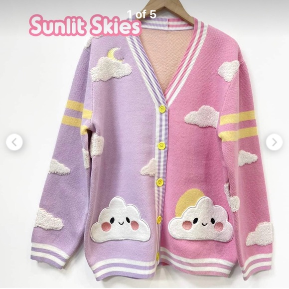 doodlesbynaomi Sweaters - Pink and Purple Cloud Cardigan